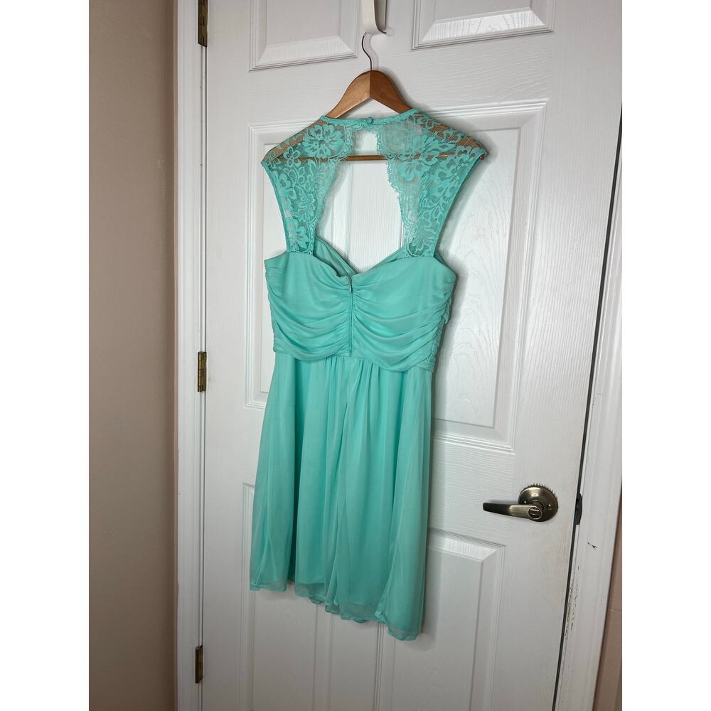Scarlett Women's Mint Dress Lace Detail Sleeves Pleated Bridesmaid Size 16 - Picture 9 of 15